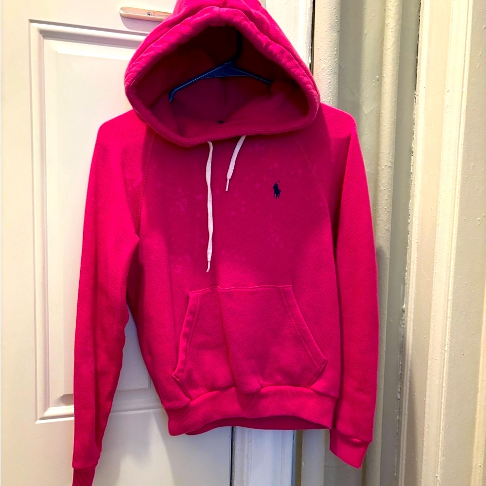 Ralph Lauren Vibrant Pink Acid Wash Polo Hoodie